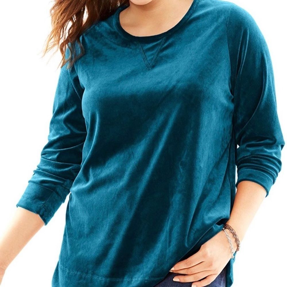 Teal Velour Tunic Sz 18/20 - Picture 4 of 8